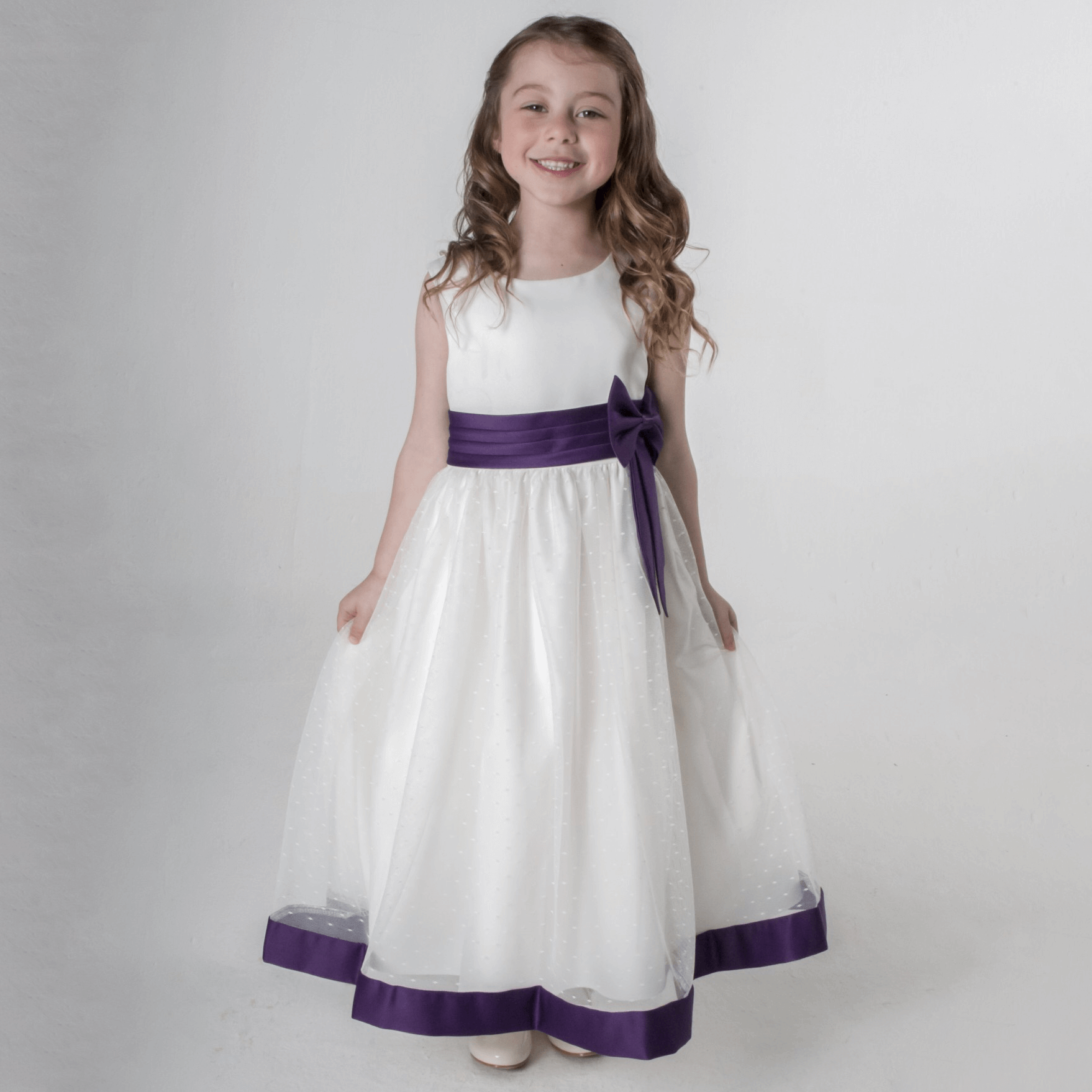 Grace Bridesmaid Dress - Purple Sash | UK Flower Girl Boutique Grace Bridesmaid Dress - Purple Sash | UK Flower Girl Boutique