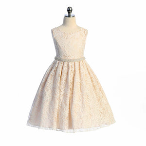 Lace Dress with pearl waistband