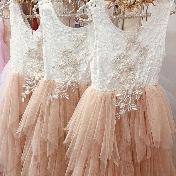 Boho Dreams Dress Apricot Champagne Applique