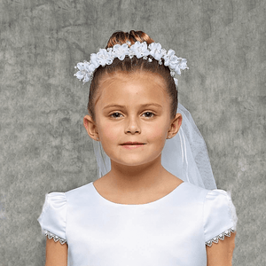 Girl's Pearl Flower Crown with Veil