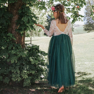 Bohemian Classic Long Sleeve Dress - Hunter Green