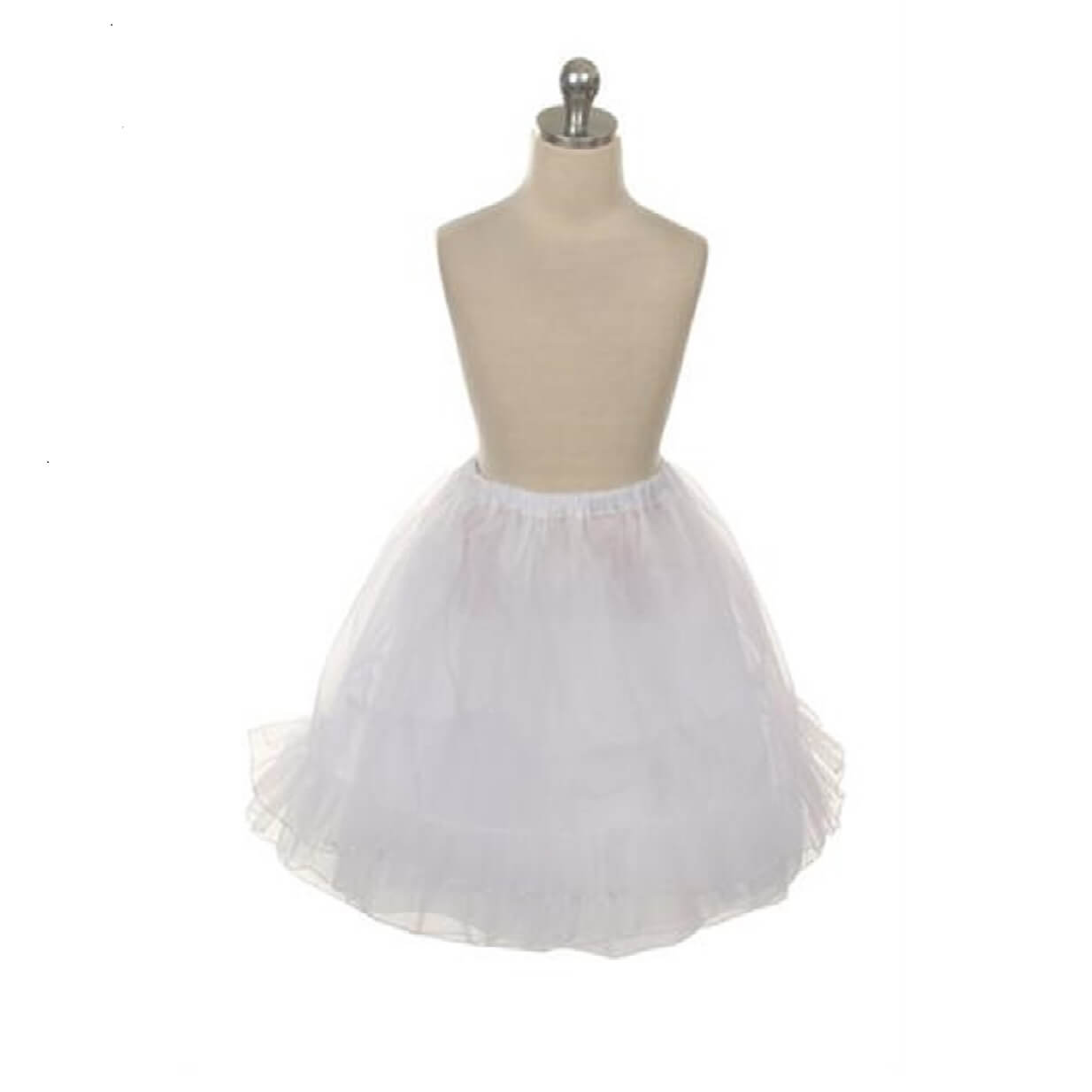 Girls Triple Layered White Petticoat on a mannequin